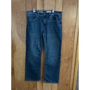 TK Axel Mens Slim Bootcut Jeans Dark Wash Embroidered Pockets 36x32